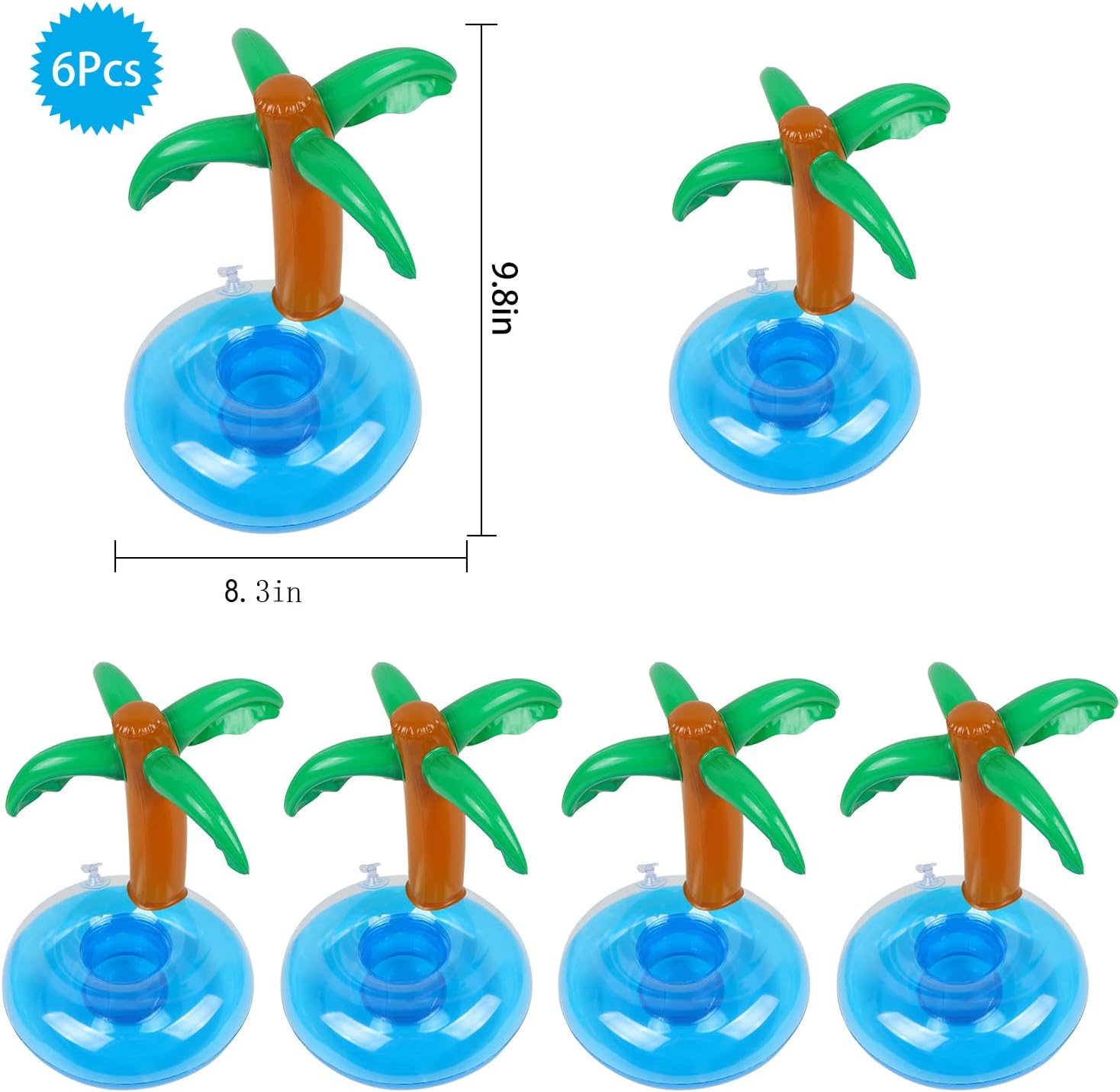LIYDE 6 Pack Palm Tree Inflatable Drink Holder Floaties for Pool Party Accessories