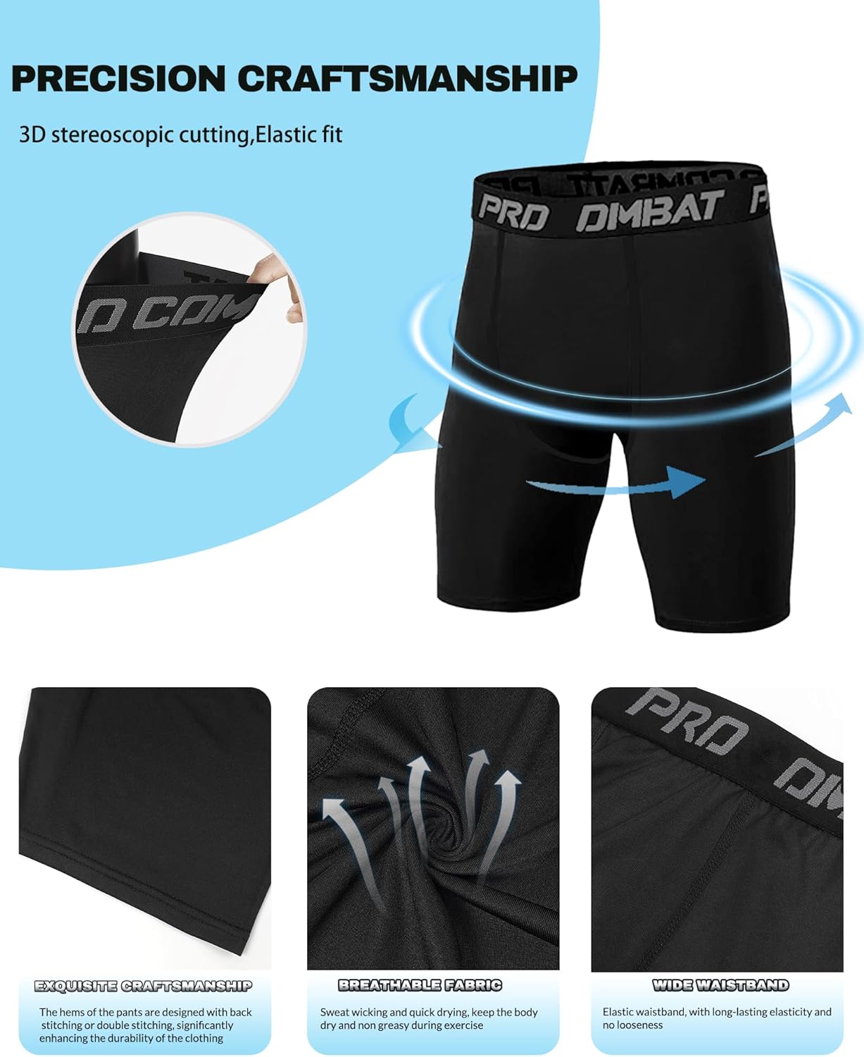 5 Pack Compression Shorts for Men Spandex Sport Shorts Athletic Workout Running Quick Drying Compression Underwear - Image 3