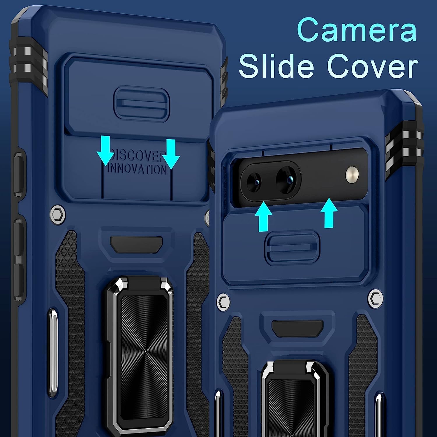 Custodia per Google Pixel 9/9 Pro con Slide Camera, per Google Pixel 9, custodia con protezione per fotocamera, anello girevole a 360°, supporto antiurto, per Google Pixel 9 Pro 5G, custodia Slide
