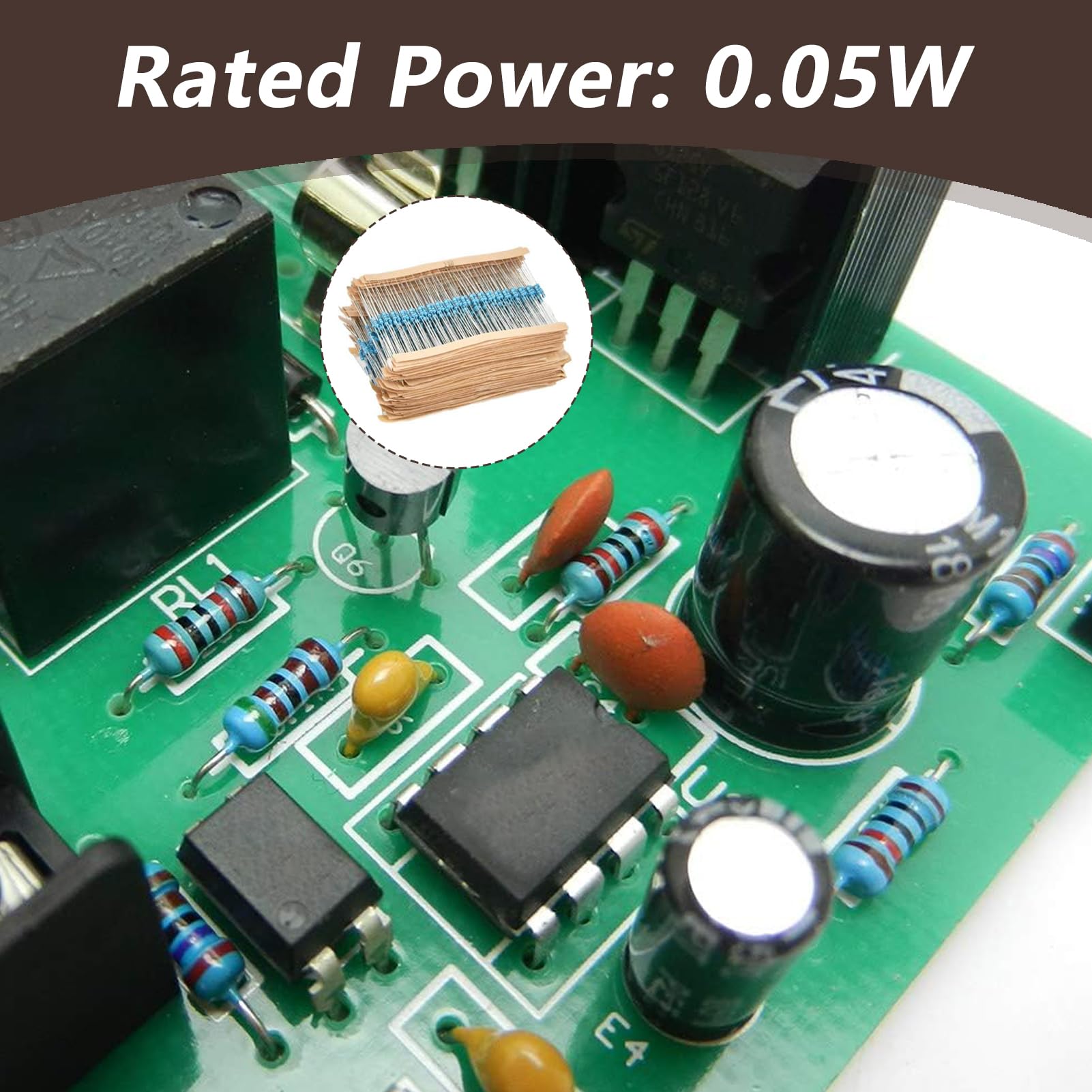 Zestaw 600 rezystorów elektronicznych od 10 Ohm do 1 MΩ, 1/4 W zestaw folii węglowej, 30 różnych wartości, tolerancja 1% do projektów elektronicznych DIY, rezystor ze stabilnymi metalowymi trzpieniami