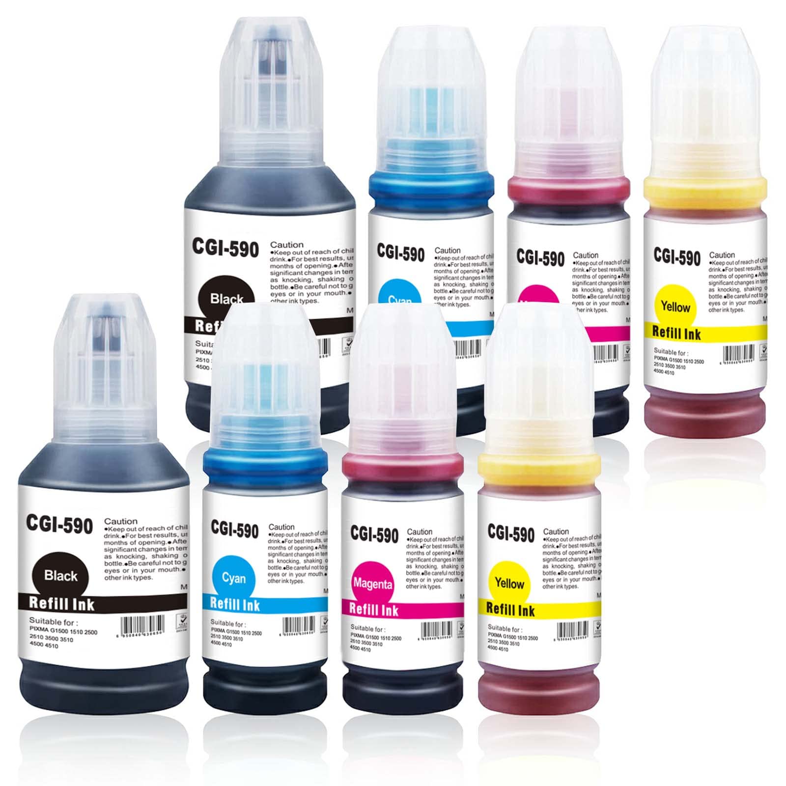 B-T Compatible 590 Ink Cartridges Replacement for GI-590 GI590 Ink Bottle with G4511 G3501 G1400 G1500 G1510 G2400 G2500 G2510 G3400 G3500 G3510 G4500 G4510 Printer(8 Pack)