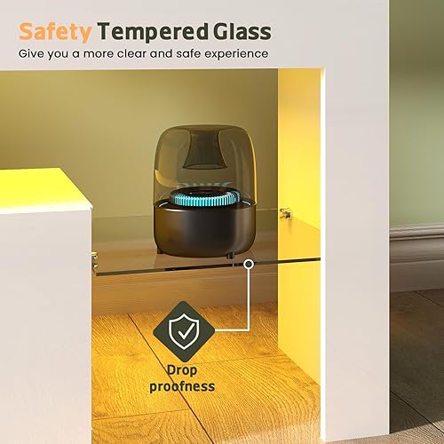 Miniatura 5 de Soporte de TV con soporte de 75 pulgadas, soporte de TV LED con toma de corriente y cajones, centro de entretenimiento moderno con soporte para sala