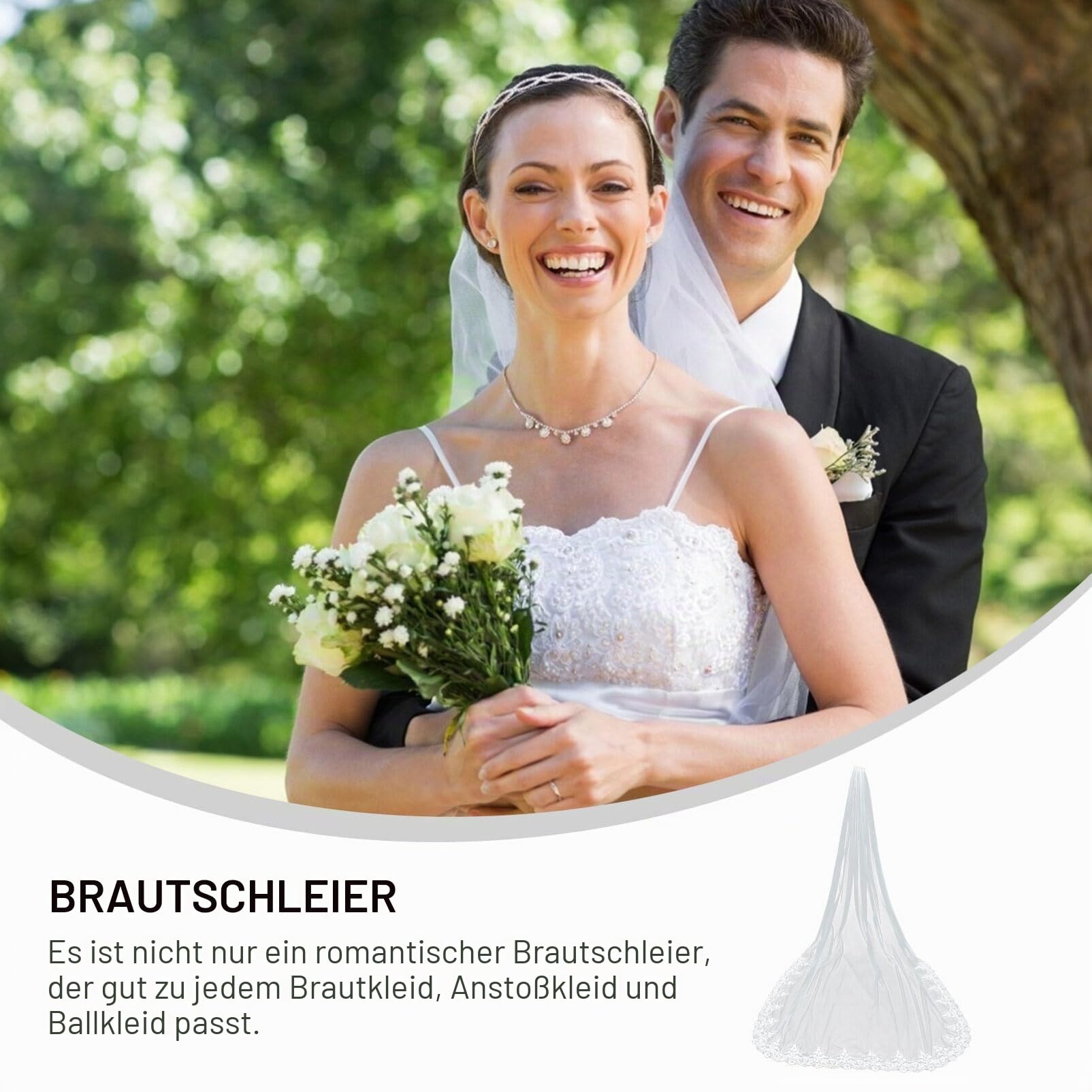 BESTOYARD Brautschleier Lang Spitze Einlagig Mit Kamm Elfenbeinweiß Eleganter Hochzeitsschleier Für Braut Accessoire 118.11X62.99In