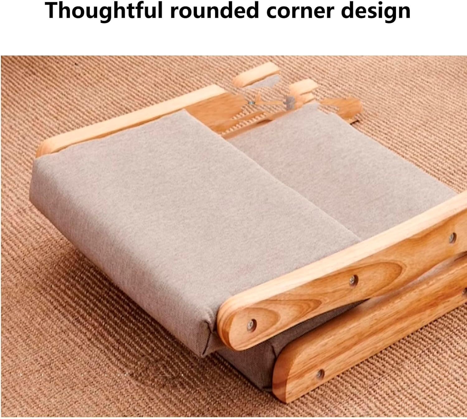 Silla de Piso, Silla de Yoga de meditación Tatami, Silla Plegable for Interior y Exterior con Respaldo, Silla con Respaldo sin Patas de Madera de Caucho(B)