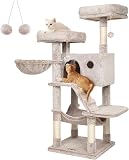 Feandrea Cat Tree, Cat Tower for Large Cats, Ultra-Soft, White-Brown Ombré PCT162M01 - 1