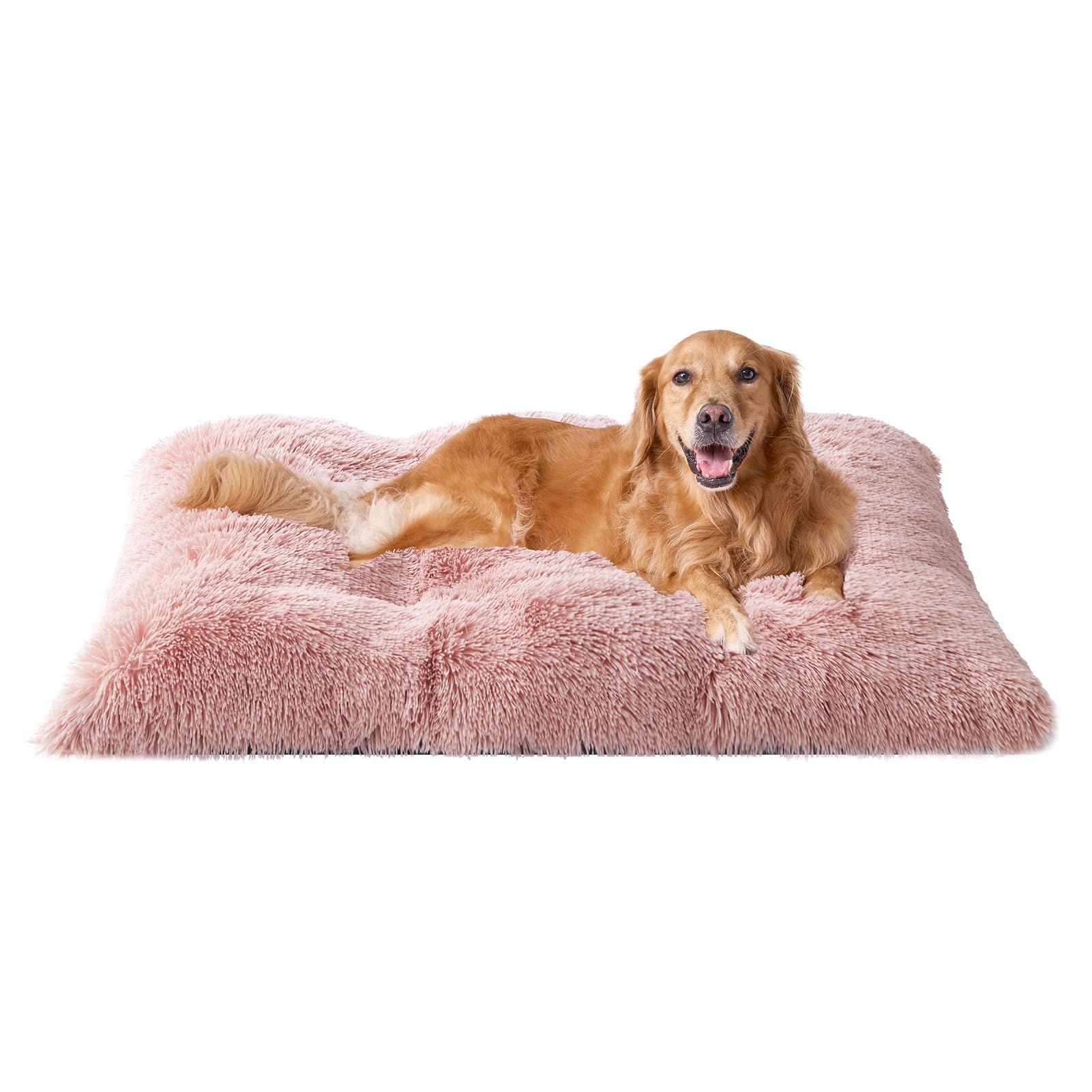 EHEYCIGA XL Calming Fluffy Dog Bed For Extra Large Dog 105x70x9cm, Pink — image 1