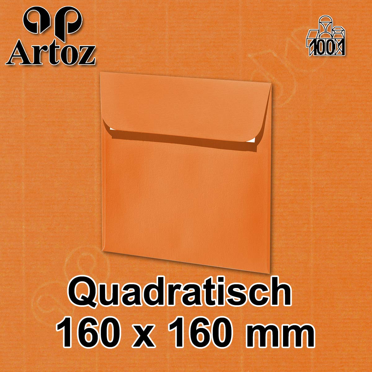 ARTOZ 150 x kwadratowe koperty pomarańczowe (pomarańczowe) 100 g/m² – 16 x 16 cm – koperta bez okienka – koperty z klejem