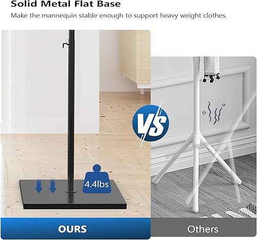 Miniatura 3 de VINGLI Torso de maniquí masculino con soporte de maderametal, altura ajustable, cuerpo de vestido masculino para exhibición y costura de ropa