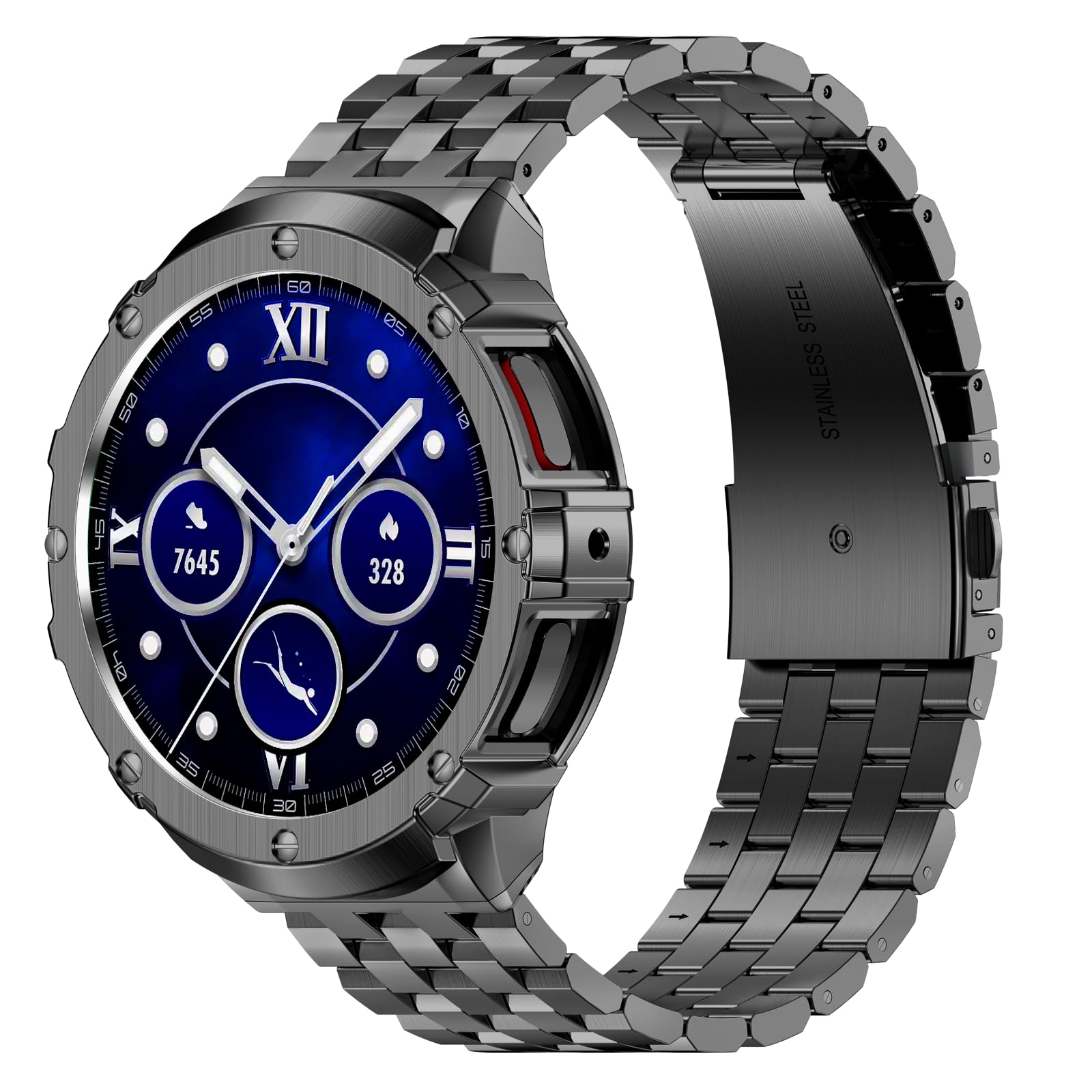 HASLFM Stainless Steel Case and Bands Compatible with Samsung Galaxy Watch 5 pro 45mm, Adjustable Metal Band Rugged Protector Cover for Samsung Watch