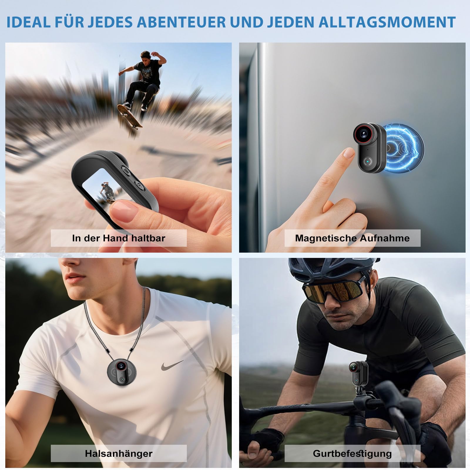 sakalaka 4K Mini Körperkamera, Tragbare Daumengroße Bodycam mit 64GB Karte, Handfreie POV Kamera, Mini Action Video Kamera, Vlogging Kamera ideal für Sport, Haustiere & Reisen