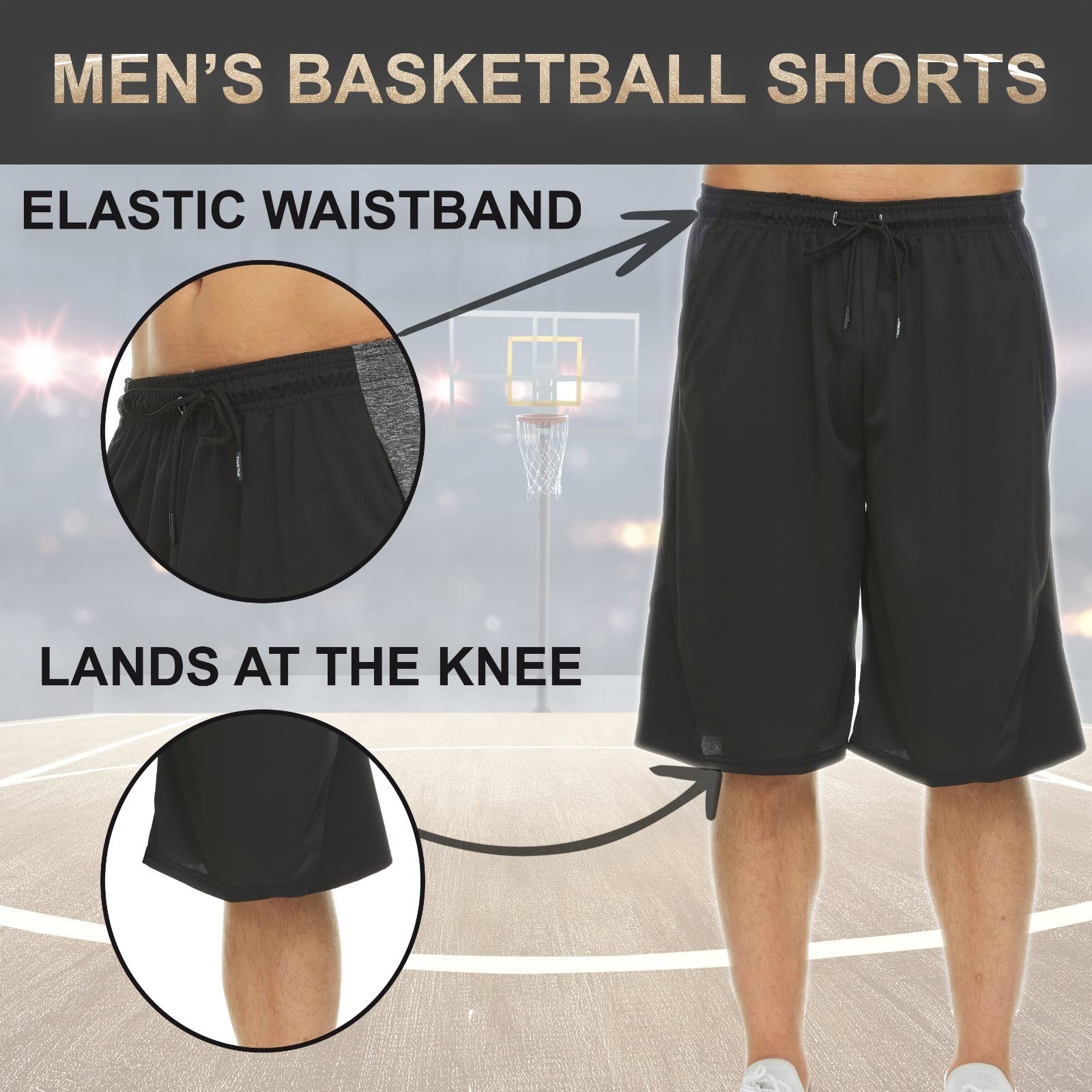 X Game Time- Men's Active Basketball Shorts Quick Dry Workout Shorts for Men with Pockets and Elastic Waistband and Side Panel, 2X