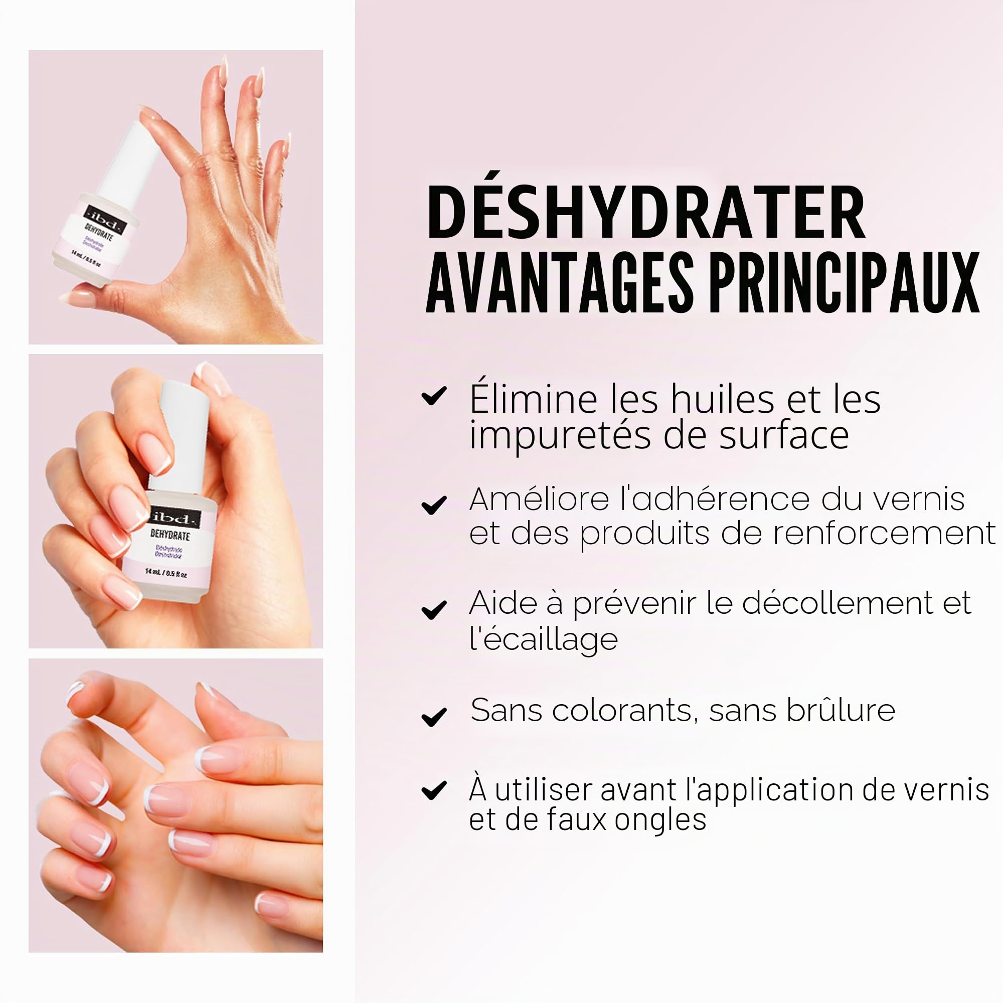 IBD Dehydrate, paquet de 1 (1 x 14 ml) - MADE IN USA - Dégraissant premium sans acide - Déshydrateur d'ongles pour le nettoyage de la plaque à ongles