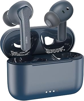 TOZO NC2 Hybrid Active Noise Cancelling Wireless Earbuds, in-Ear Detection Headphones, IPX6 Waterproof Bluetooth 5.3 Stereo Earphones, Immersive Sound Premium Deep Bass Headset Matte Blue