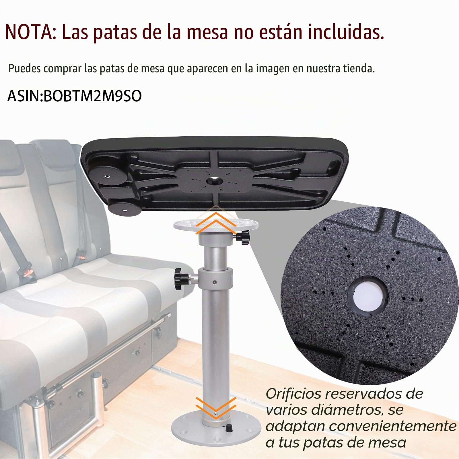 Mesa de barco extraíble, 86,4 x 45,7 cm, pontón para barco, gran parte superior con portavasos integrados, soporte para teléfono de ABS, impermeable y antienvejecimiento (negro)