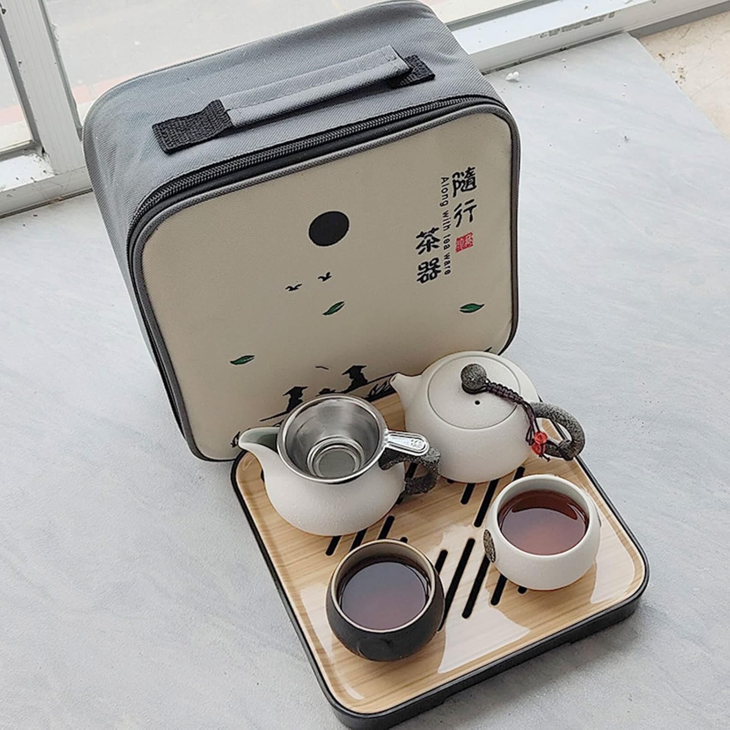 絶妙な旅行用ティーセット ポータブル レトロ 中国/日本風 磁器