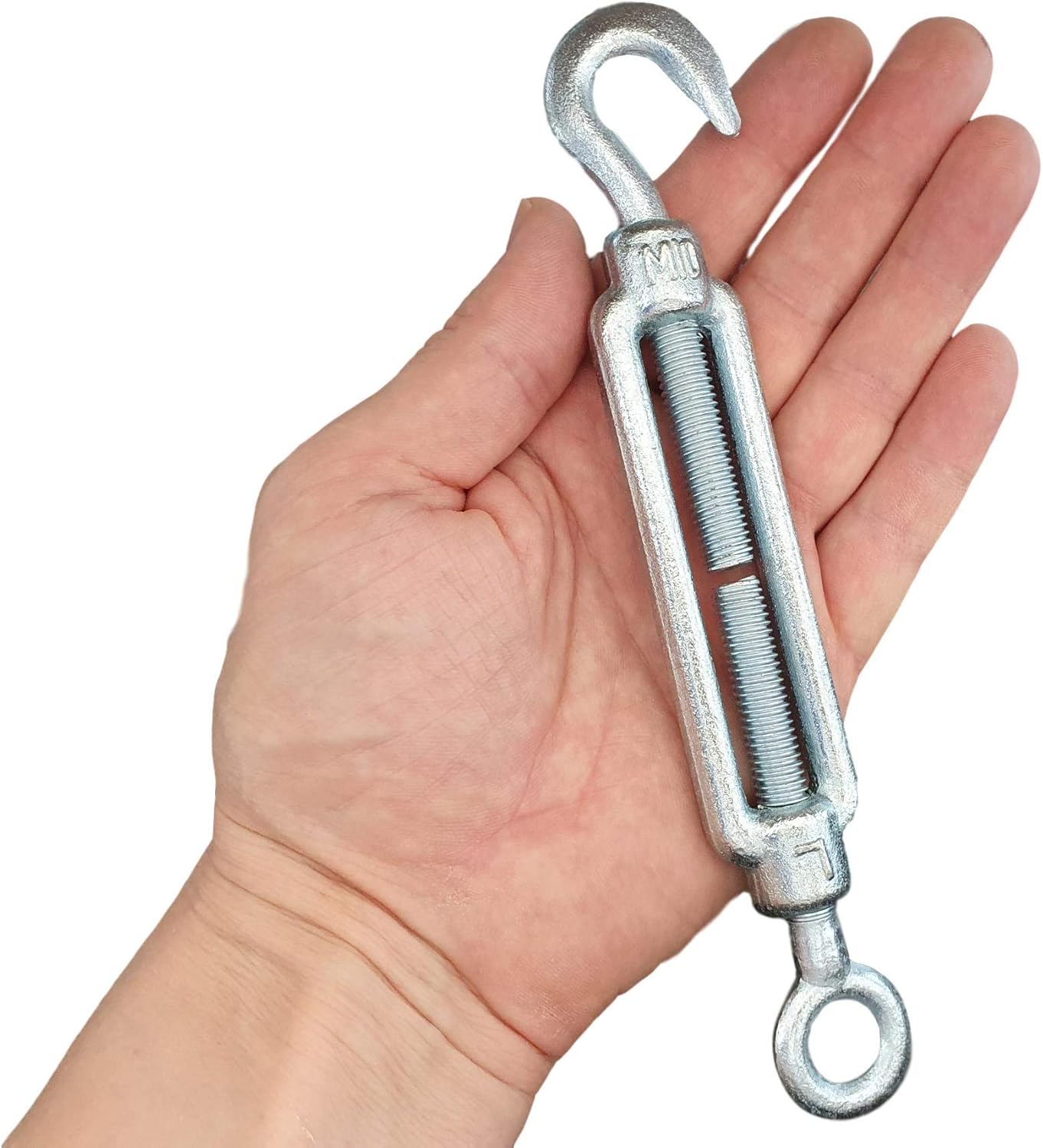 (Pack of 1 pcs) Wire Tensioner 10 x 125 mm Strainer M10 Galvanized Metal DIN 1480 Hook and Eye