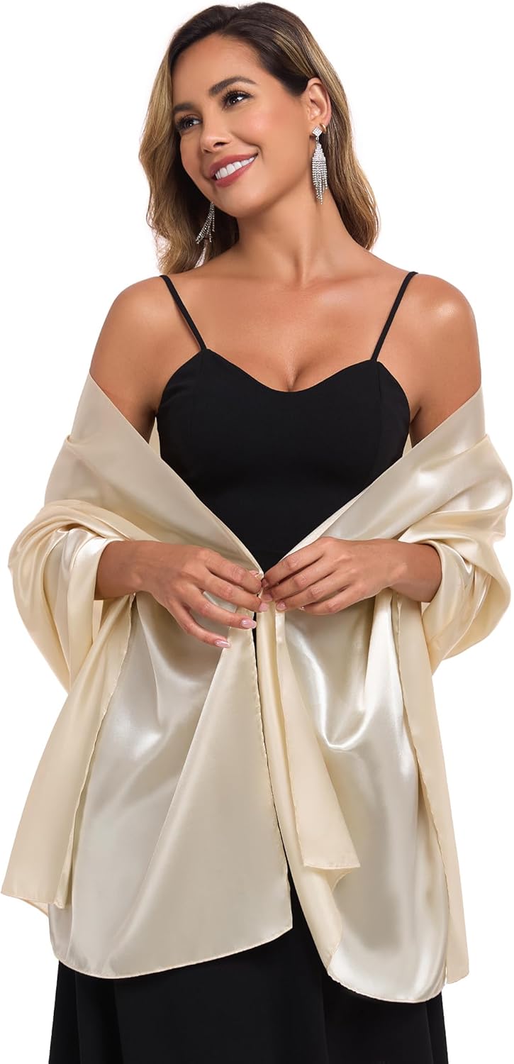 Shawls and Wraps for Evening Dresses Satin Women Long Scarf Wedding Guest Shawl - Image 2