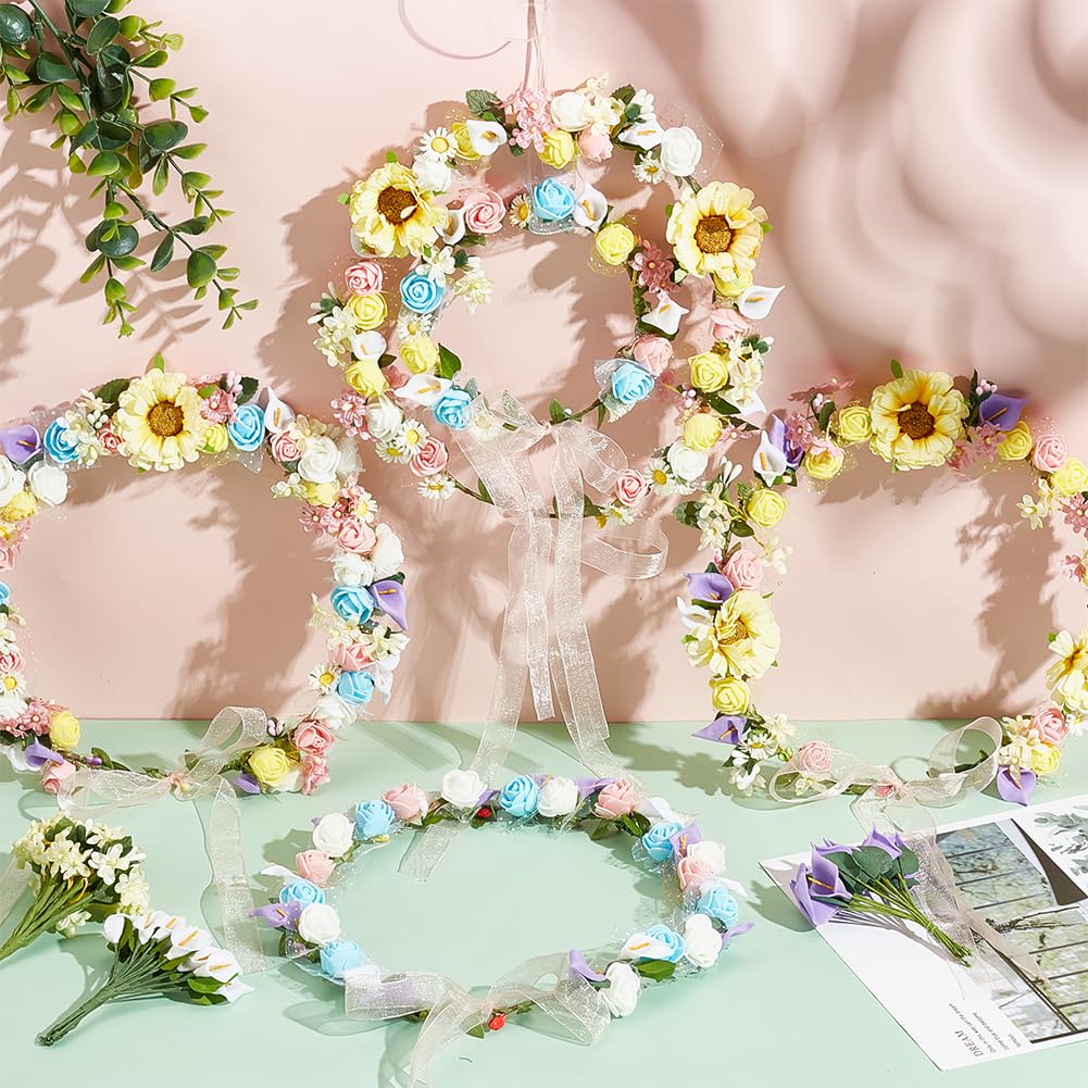 INFUNLY Lot de 20 couronnes de fleurs faites à la main pour créer votre propre couronne de fleurs, bandeau, accessoires pour cheveux, cadeau pour mariage, anniversaire, papa
