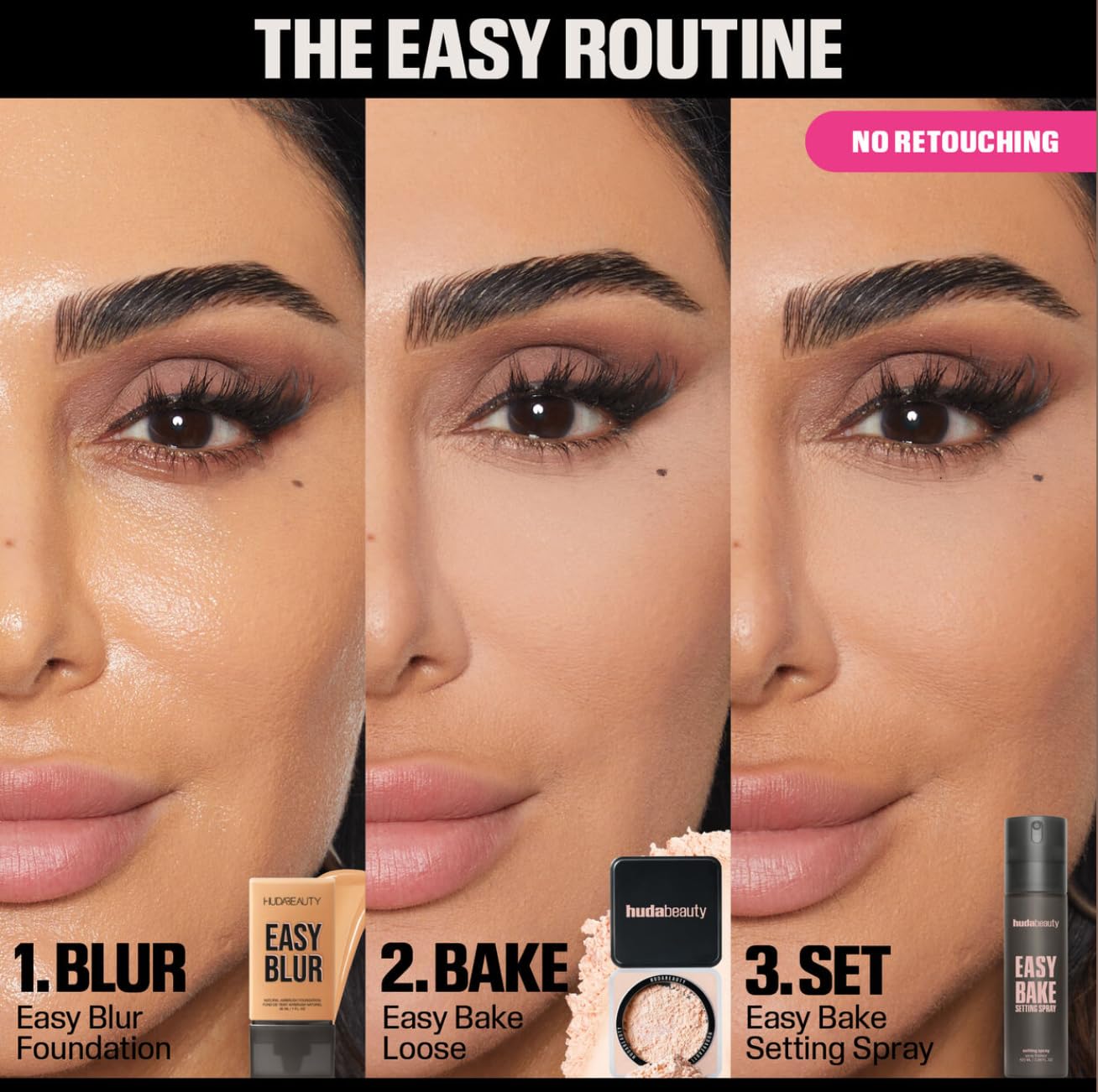 Huda Beauty Easy Bake Setting Spray, halbmattes Finish, bis zu 16 Stunden Halt, 30 ml