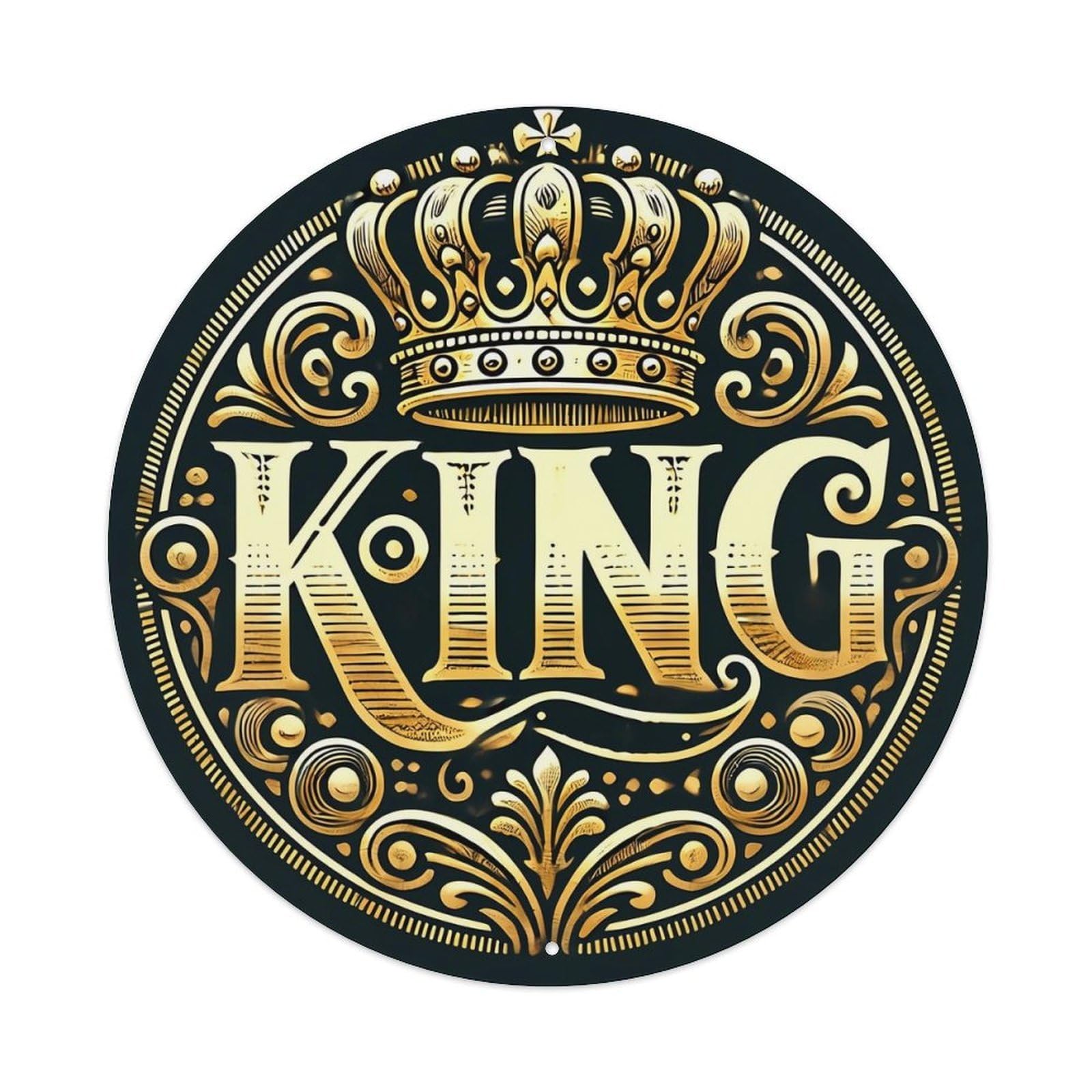 Royal Crown King Emblem Design Retro Metal Tin Sign, Vintage Metal Poster for home, Gaming Room, Studio Workshop,Bar,Garage Wall Art Decor 8x8 inch