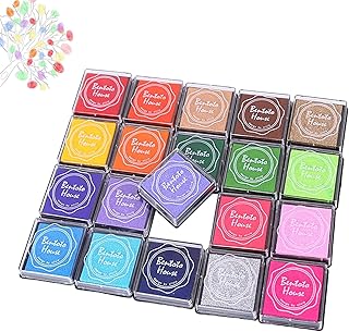 LUYING スタンプ台 20色セット カラーが豊富 高発色 インク 印鑑 ハンドハンドメイド DIY 布 木材 にも使用可 お祝い フィンガーペイント メッセージカード 年賀状 ハンコ クリスマス インク 手紙 学校 幼稚園 知育玩具