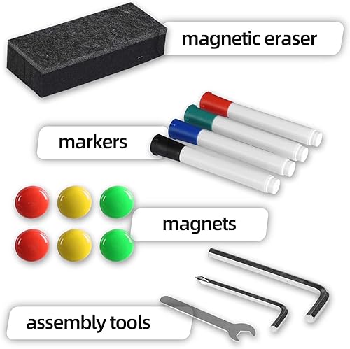 Miniatura 4 de INNOVART Pizarra blanca móvil de 36 x 24 pulgadas, pizarra magnética reversible de doble cara de borrado en seco de 360 con soporte rodante portátil
