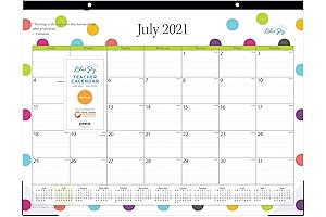 Blue Sky 2021-2022 Academic Year Teachers Monthly Desk Pad Calendar