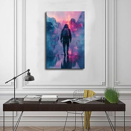 Miniatura 3 de XAHOR Glitchcore Pixel Art Print  Retro-Futuristic Digital Landscape Wall Decor  Cyberpunk Room Aesthetic Poster for Room Aesthetics Canvas Wall Art