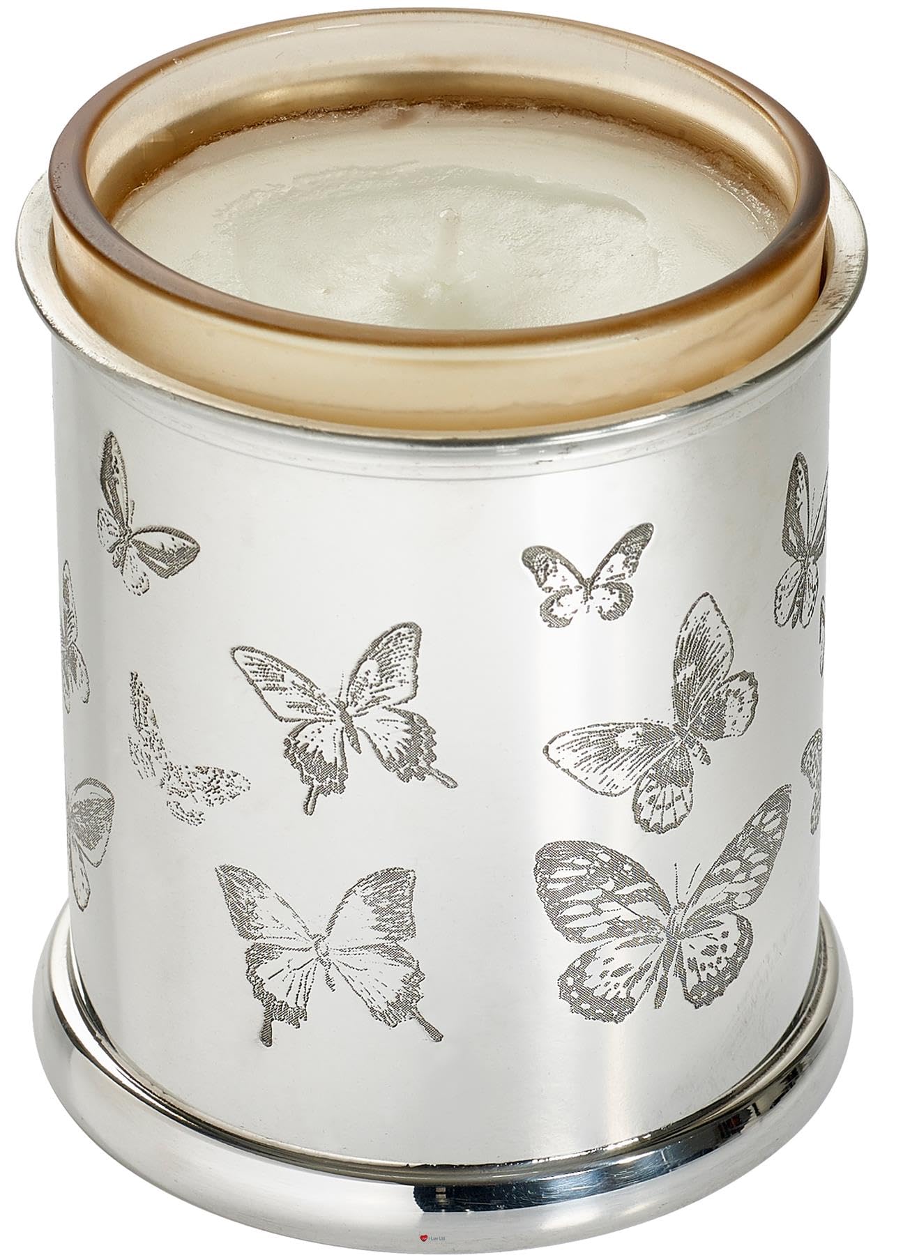 I LUV LTD Votivo Vela Poseedor Estaño Diseño de Mariposa Viene con Vela Brillante Pulido Finalizar Accesorios de Decoración del Hogar Posibilidad de Grabado