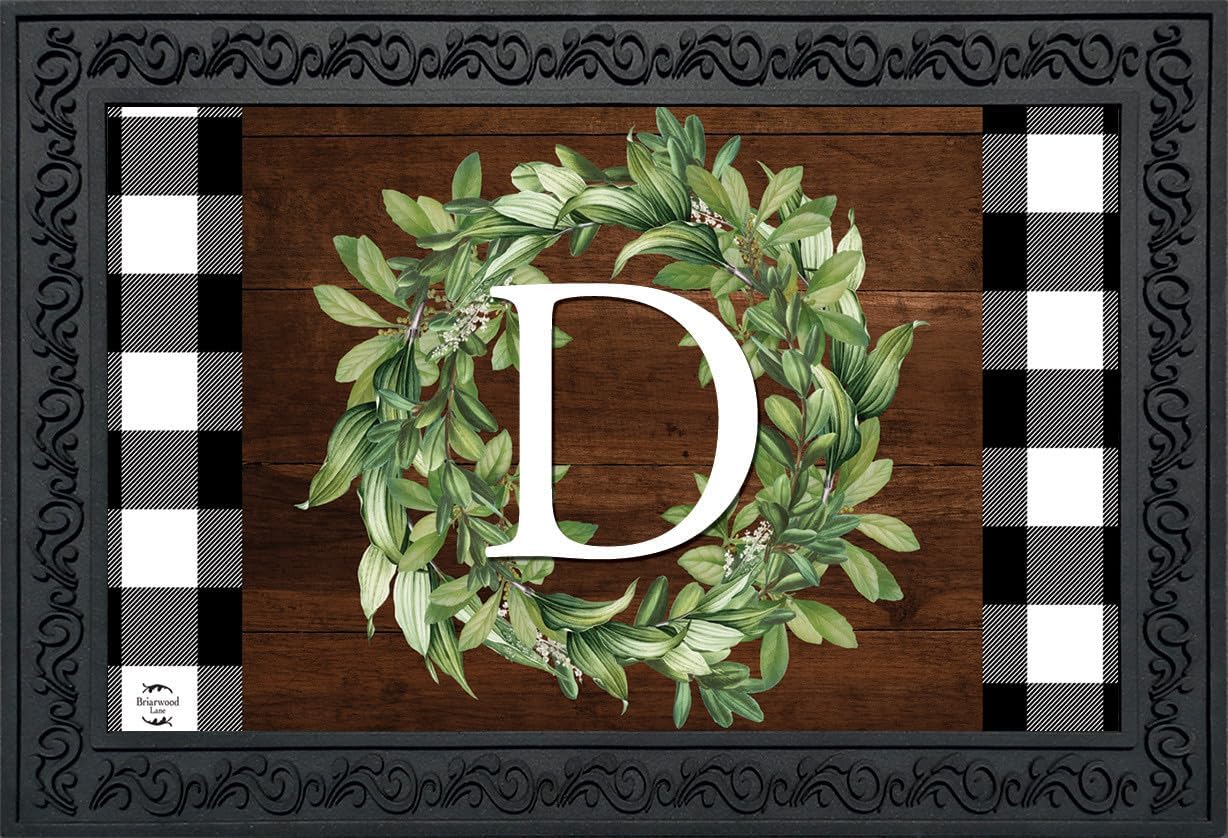 Briarwood Lane Wreath Monogram Letter D Doormat