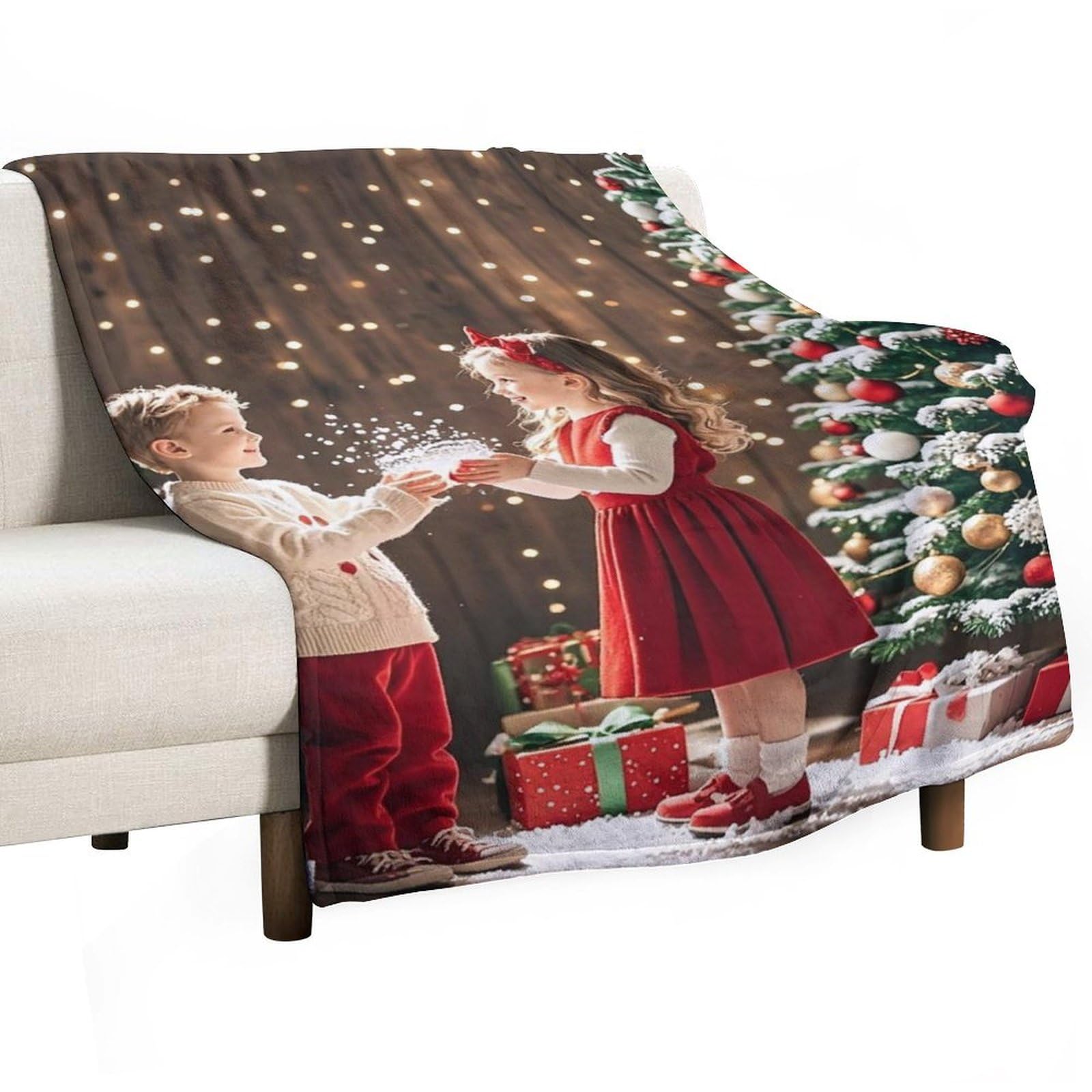 Plaid de Noël enfants anti-boulochage en flanelle légère toutes saisons
