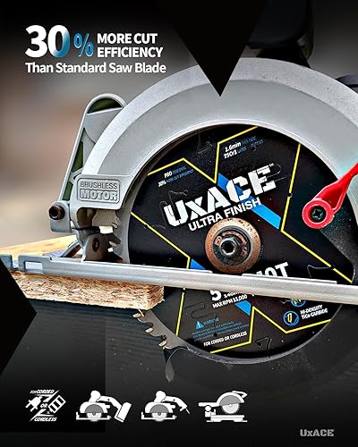 Miniatura 5 de Hoja de sierra circular de 5-1/2 pulgadas y 40 dientes con eje de 10 mm, corte de madera de ultra acabado, punta de carburo, corte fino, para madera