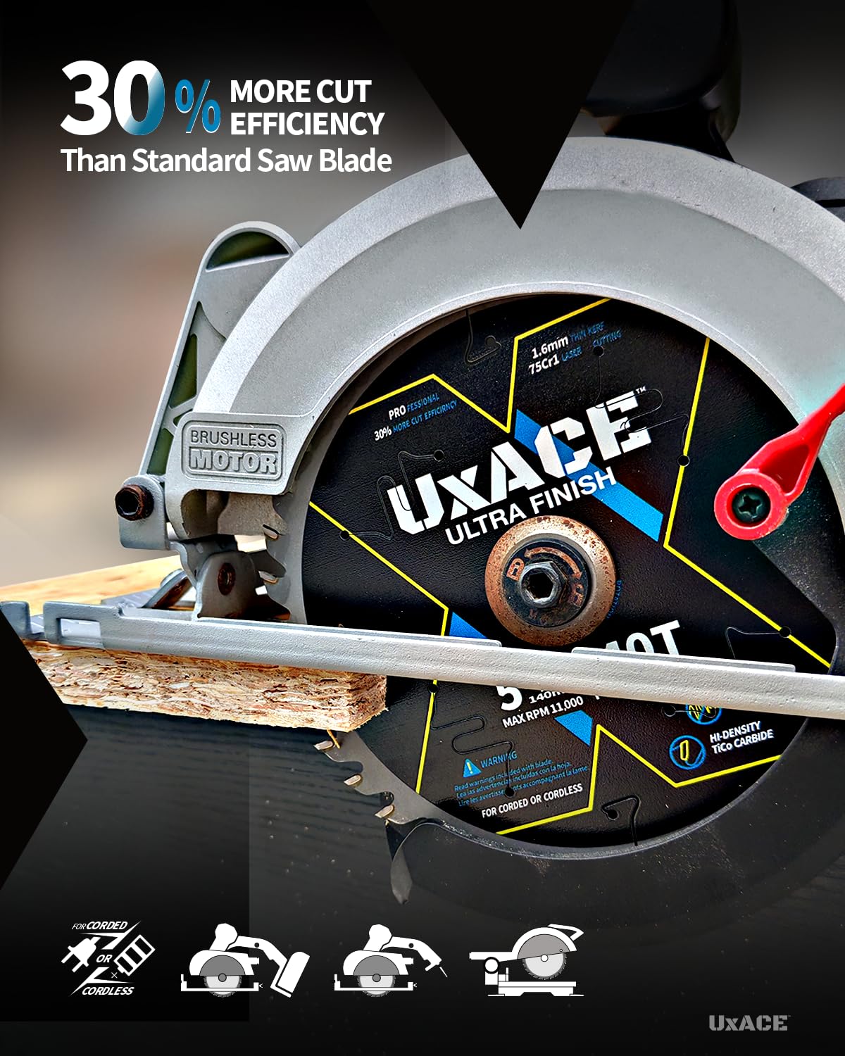 UXACE 60 Tooth Circular Saw Blade - Premium Wood Cutting -5 UXACE 60 Tooth Circular Saw Blade - Premium Wood Cutting -5