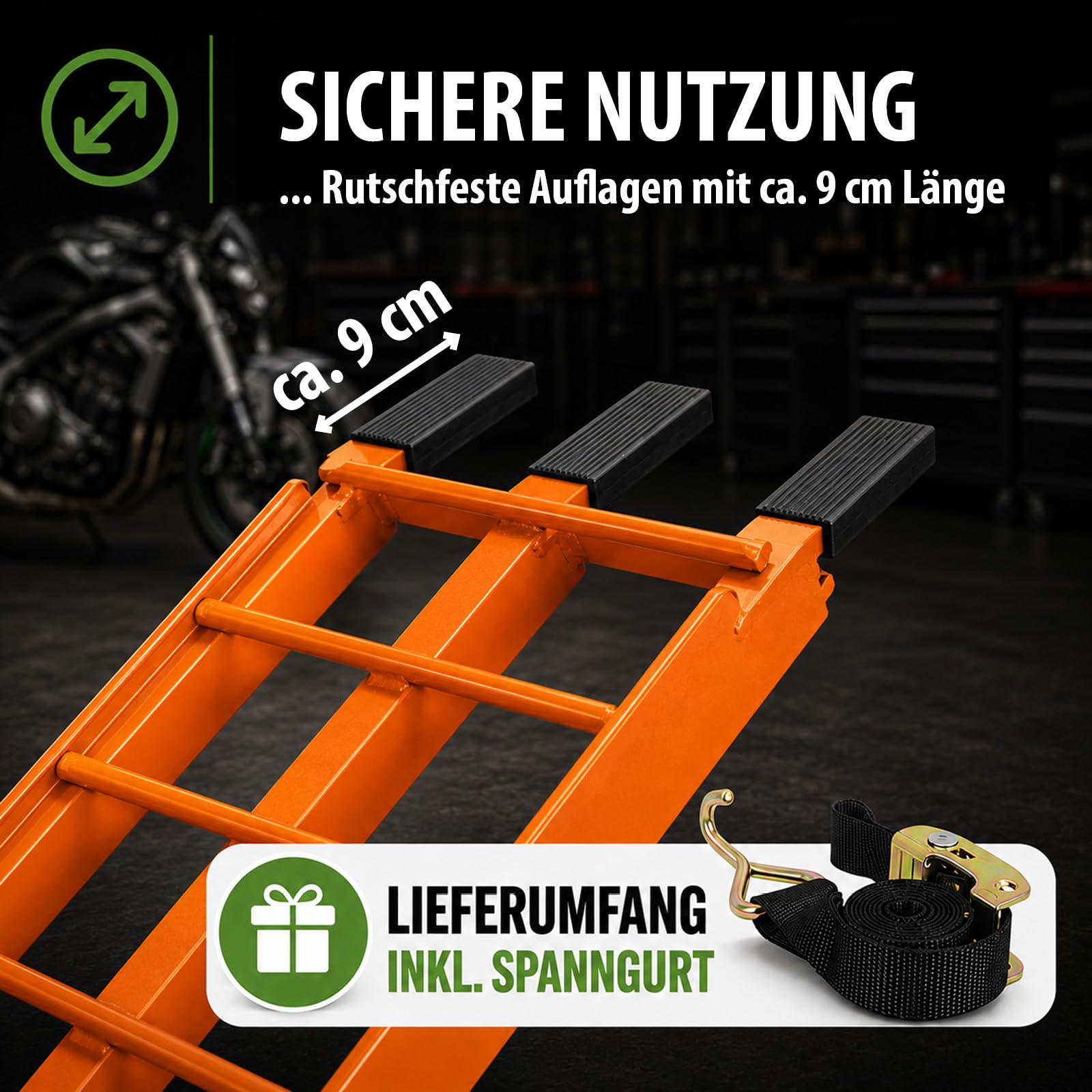 TRUTZHOLM Auffahrrampe klappbar Länge 180 cm Traglast 340 kg | Faltbare Laderampe Alu Verladerampe Antirutsch für Motorrad ATV Quad PKW Auto