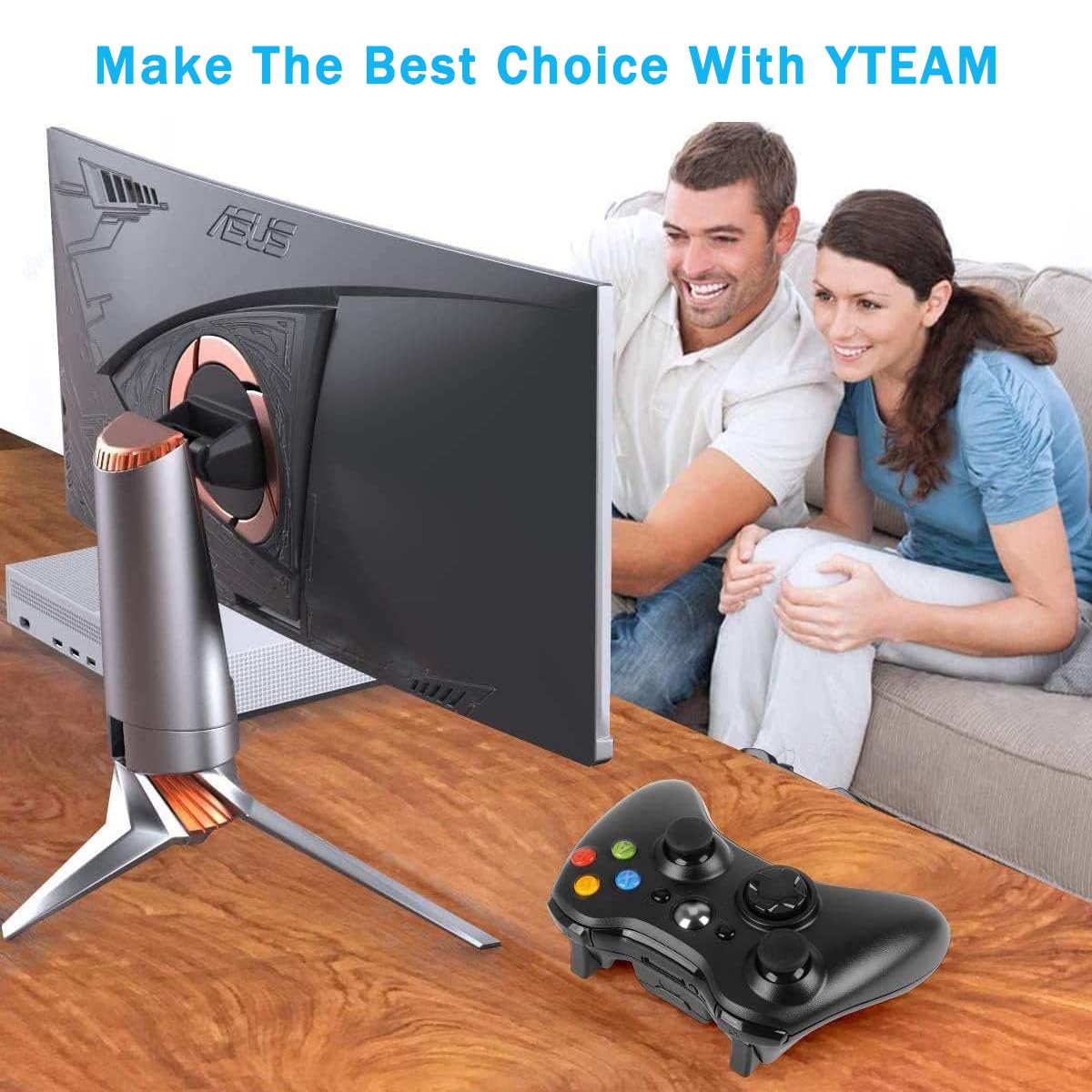 Y Team Wireless Controller für Xbox 360, 2,4GHZ Xbox 360 Wireless Controller mit Receiver Adapter, Dual-Vibration Gamepad Joystick für Xbox 360/ PC/Windows(Schwarz)