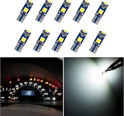 10 bombillas LED T5 para tablero de instrumentos, superbrillantes, 17, 37, 70, 74, T5, bombillas LED para interior de automóvil, panel de