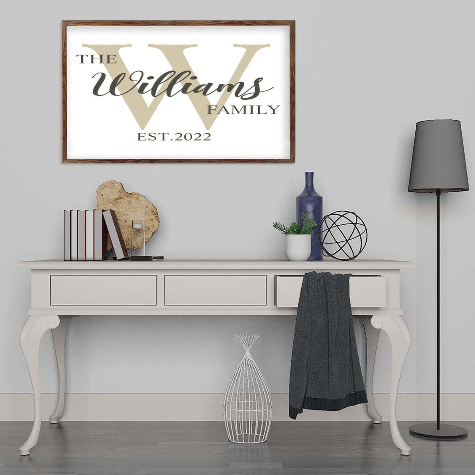 by Unbranded Letreros de madera con cita para la pared con nombre de familia, marco de madera, 12 x 22 pulgadas, placa decorativa de madera para decoración del hogar