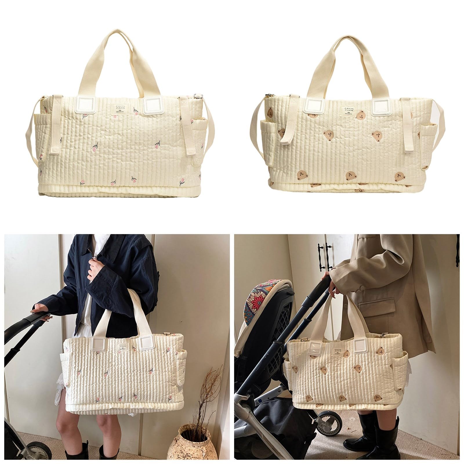Stilvolle und praktische Handtasche, Windel Organizer Tasche Organisieren von Baby Utensilien bei Ausflügen oder Kurztrips, multifunktionales Fach