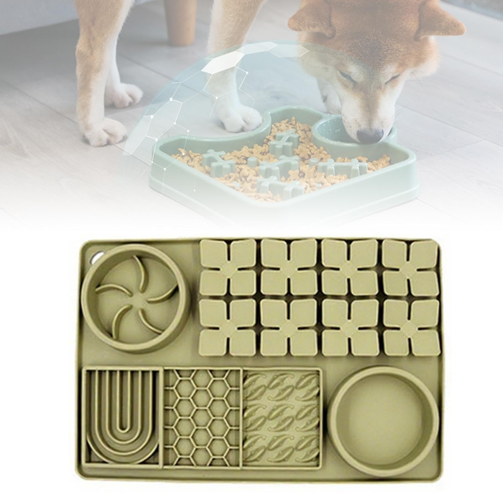 predolo Futter Und Leckmatte, Geruchstraining, Futterspender Pad, Schnüffelmatte für Haustiere, für Welpen, Hauskatzen, Kleine Und Große Hunde, GrÜn