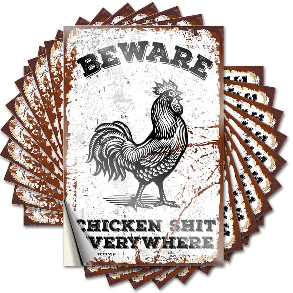 Car Stickers and Decals Beware Chicken Shit Everywhere Funny Sticker 10 Pcs Windshield Stickers for Cars Car Stickers Funny(6X9CM)