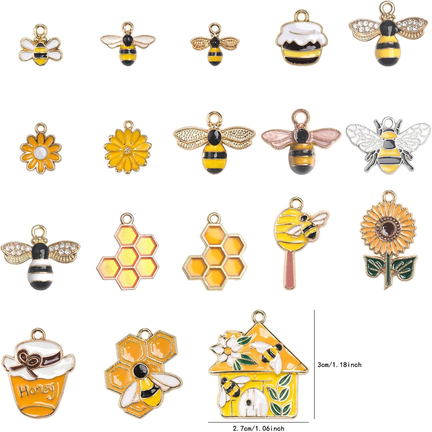 18PCS Alloy Bee Pendants Cute Metal Charms for Jewelry Making Necklaces Bracelets Earrings DIY Crafts - Image 3