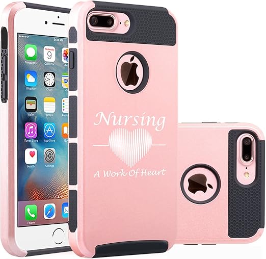 Amazon Com For Apple Iphone 8 Plus Shockproof Impact Hard Soft Case Cover Nursing A Work Of Heart Nurse Rose Gold Black Cell Phones Accessories