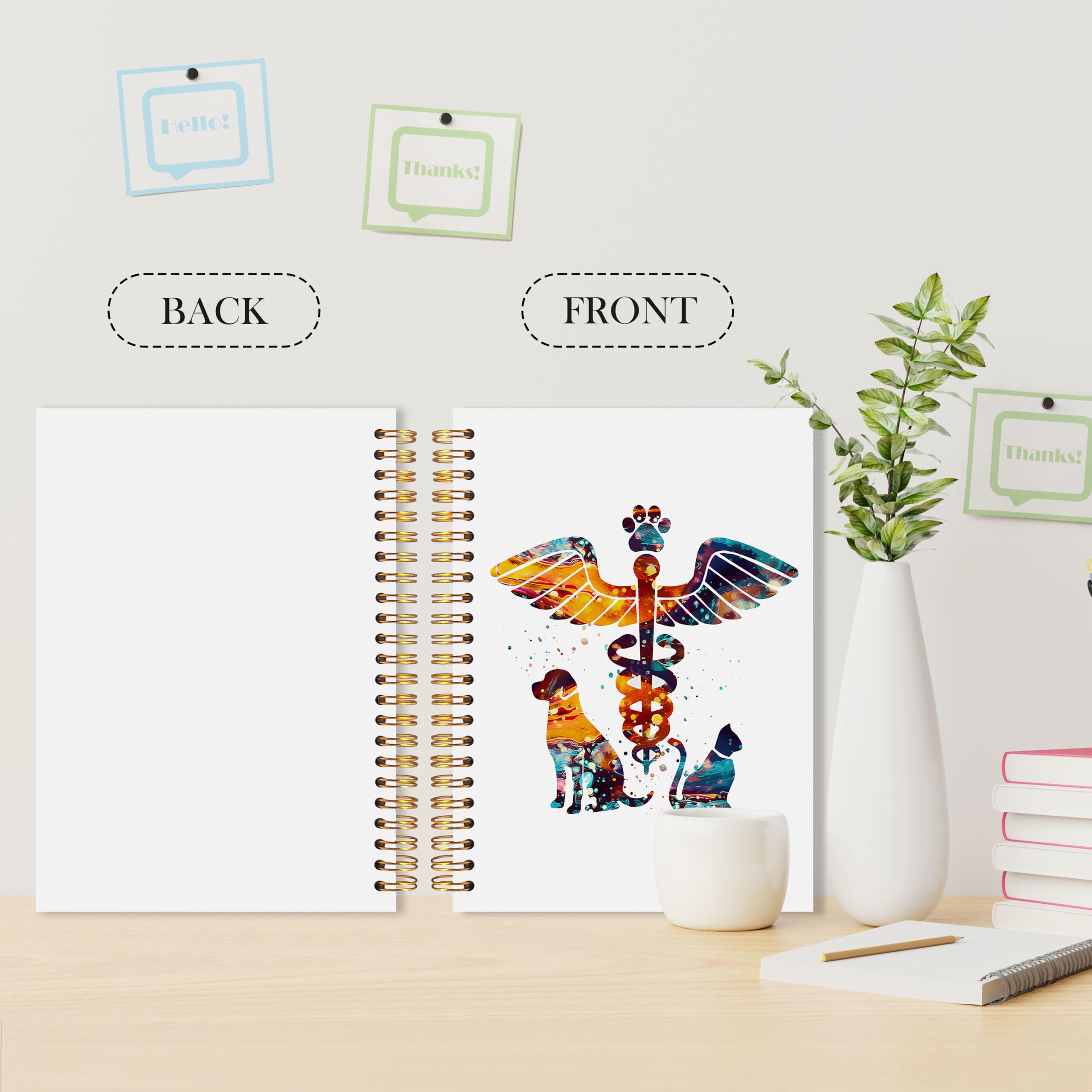 Dog Cat Veterinarian Medical Spiral Notebook, Veterinarian Gifts for Women Men Journal, Vet Tech Med Assistant Gifts Notebook Journal, Vet Medical Office Supplies, 5.5x8.3 Inch