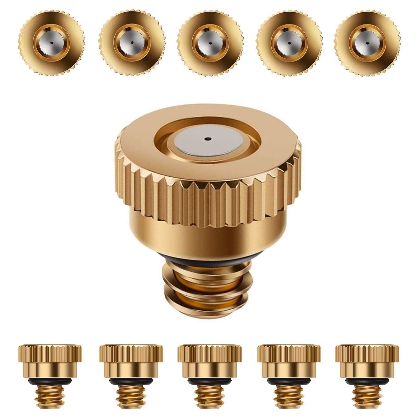SOHNVWTGD Brass Mister Nozzles Misting Nozzles for Cooling System Water Mister Sprinkle Fog Nozzles for Patio Garden 0.0040.039" Sprayer Irrigation Tool Kit (Color : 50PCS, Size : 0.6mm)