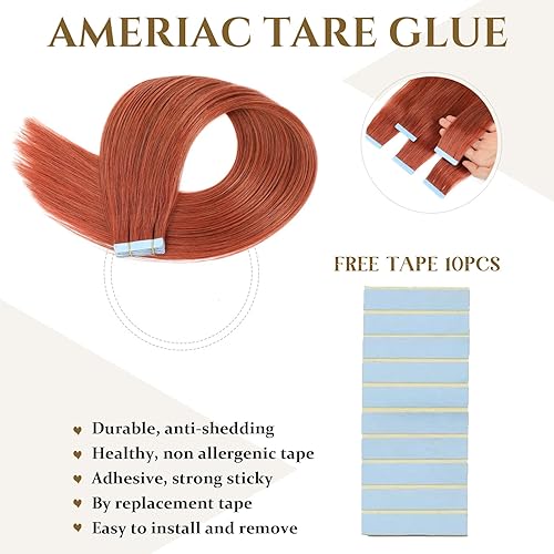 Miniatura 4 de Extensiones de cabello humano Remy 100% real, extensiones de cabello humano liso sin costuras, extensiones de cabello humano real (14 pulgadas, 1B