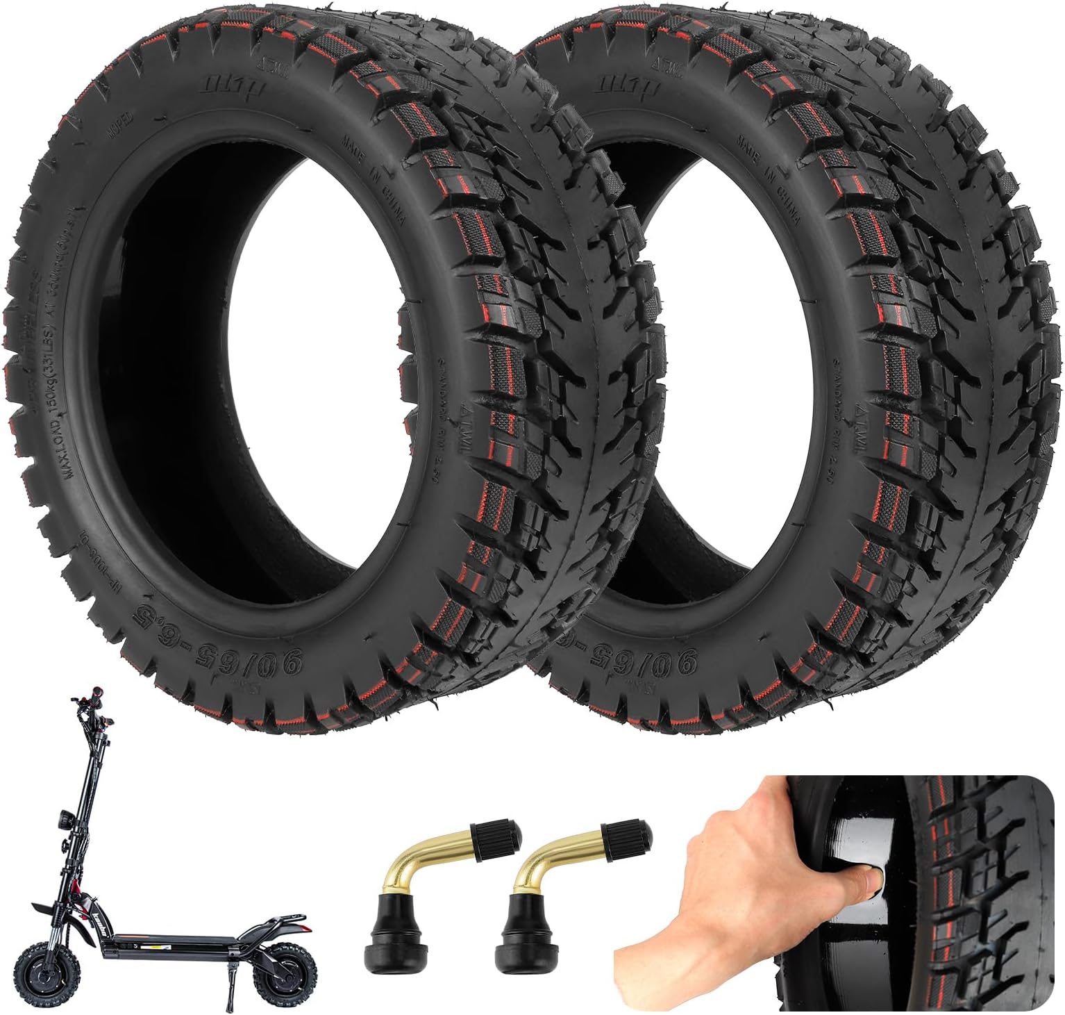 ulip (2 Pack) 90/65-6.5 Vacuum Tire 11 Inch with Built-in Live Glue Repairable for Dualtron Zero 11X Kaabo Scooter Fits Most 38cc, 47cc, and 49cc Mini Pocket Bikes MTA1/MTA2, GP-RSR, and More
