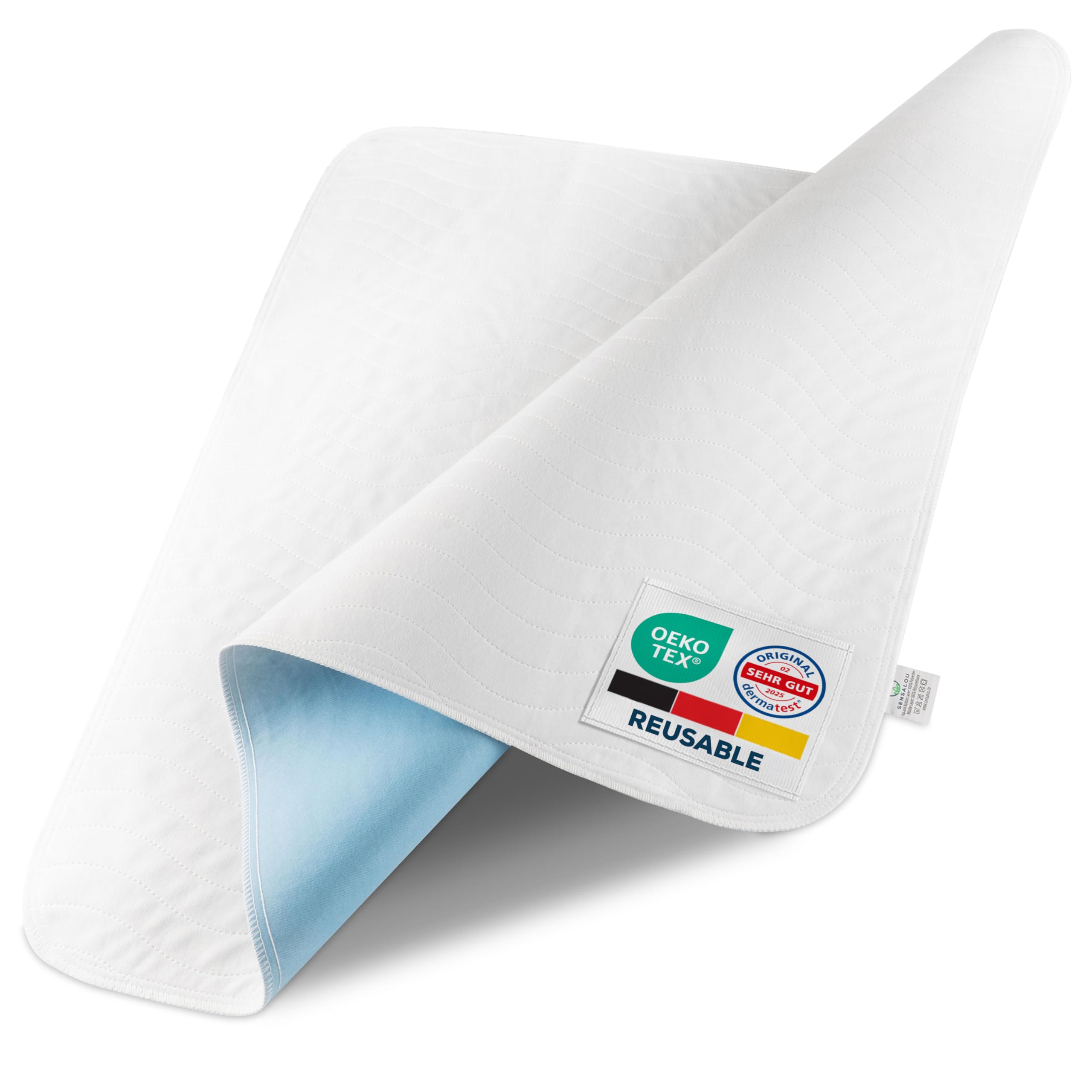Sensalou Waterproof Bed Pad Reusable 75x90 cm - Washable Incontinence Underpad for Babies, Adults & Elderly - Extra Large Absorbent Mattress Protector up to - OEKO-TEX Certified (4, 90x160cm)