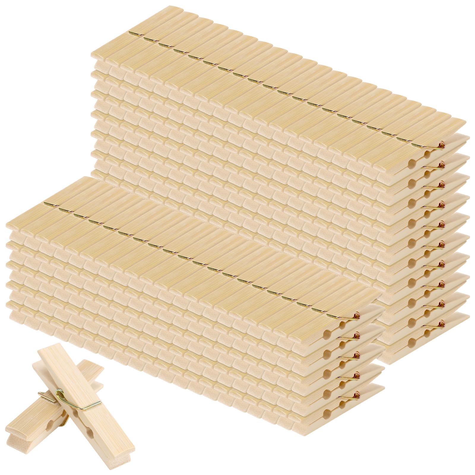 JAPCHET Wooden Clothespins, 300 Pack, 6.1 x 1.1 cm Wooden Pegs for Laundry Photos Crafts Decoration