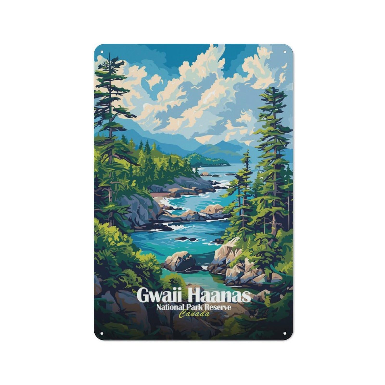 Junmoney Gwaii Haanas National Park Reserve Canada Rustic Metal Sign 30X20cm For Hobby Room Or Studio, For Kitchen, Dining Room And Home Bar Wall Decor