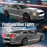 YONCHER RC Drift Car, Remote Control Car for Kids Ford Mustang Shelby GT500 Officially Licensed, 1:24 20KM/H 4WD RC Cars with Lights, Fast Racing Toy Car for Boys, Gray